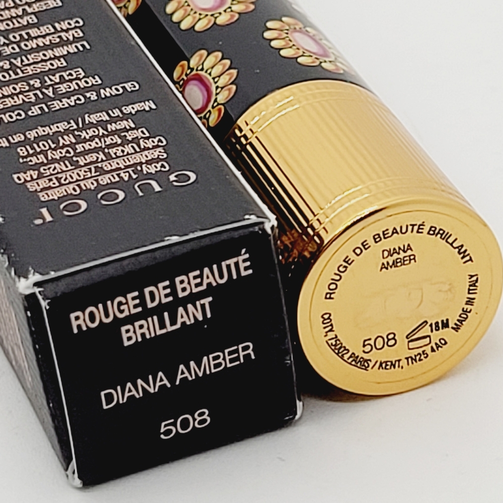 Diane Amber Gucci Care & Shine Lipstick Brand New In Box Full Size Red Amber - Picture 8 of 8